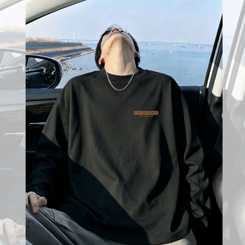 American-Style Heavyweight Pure Cotton Long-Sleeve T-Shirt for Men, Autumn Loose Fit Trendy Brand, High-End Feel for Teenagers, Student Base Layer Shirt American-Style Heavyweight Pure Cotton Long-Sleeve T-Shirt for Men, Autumn Loose Fit Trendy Brand, High-End Feel for Teenagers, Student Base Layer Shirt