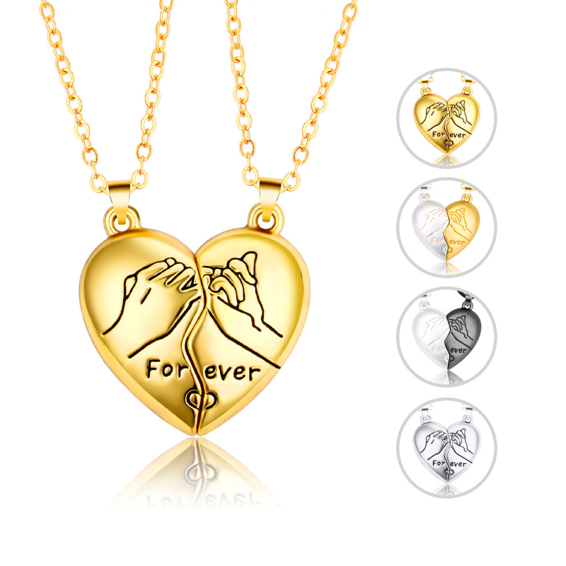 Fashion Couple Magnetic Necklace Heart Pendant Wedding Neckl