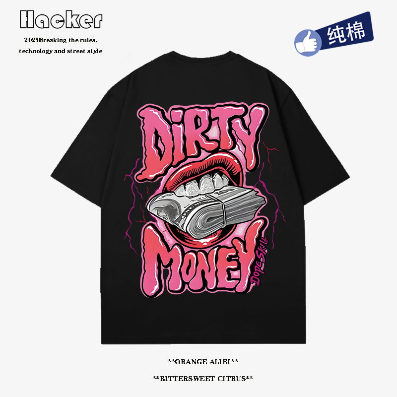 American-Style Trendy Brand Original Cartoon Print Short-Sleeve T-Shirt for Men and Women, Retro Street Hip-Hop Style Loose Trendy T-Shirt