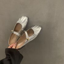 Silver Baotou Half-mug Flat Sandals for Women Summer Outerwear 2024 New Mary Jane Shoes with Skirts and Sandals