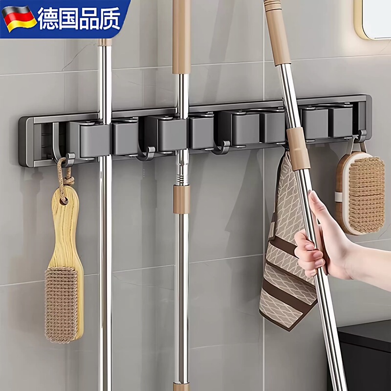 German Mop Wall-Mounted Clip, No-Drill Hook, Bathroom Organizer Clip, Storage Buckle, Broom Holder, No-Drill Installation German Mop Wall-Mounted Clip, No-Drill Hook, Bathroom Organizer Clip, Storage Buckle, Broom Holder, No-Drill Installation