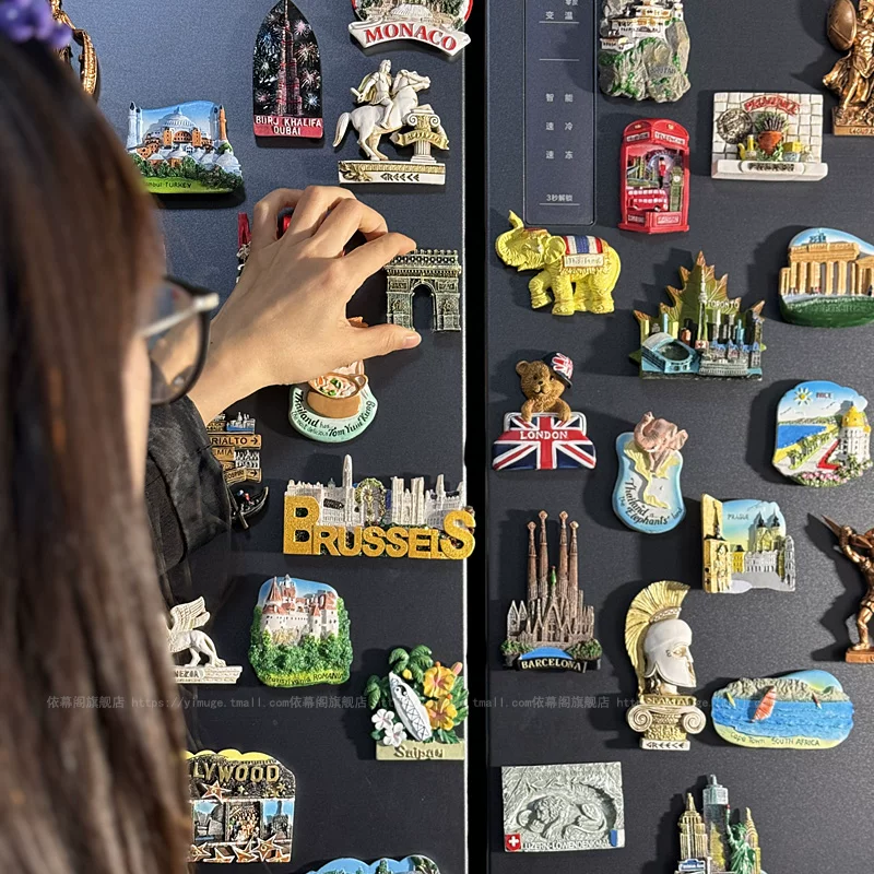 Three dimensional creative fridge magnet, souvenir for traveling, in 3d format