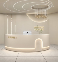 Simple stainless steel training institution painted cashier clothing light luxury round bar hotel beauty salon front desk