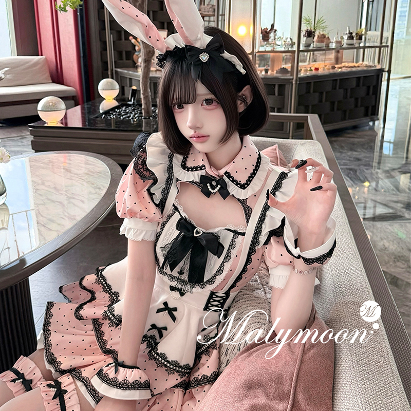 Malymoon Original Polka Dot Bunny Girl Maid Cs26085 Animal Ears Japanese Style Cosplay