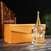 Crystal ornaments stupa hidden empty bottles sealed pagodas small offerings clock towers Mani treasures transparent Buddhist hall supplies