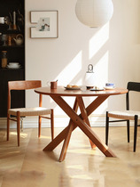 Nordic household simple solid wood dining table small apartment round log dining table restaurant commercial multi-person dining table