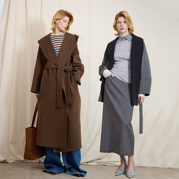 Long wool double-sided hooded cloak