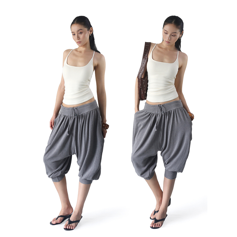 Sanovis Drapey Stretch Gray Lantern Shorts Summer Jogger Lazy Comfortable Shorts