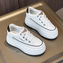 9cm heightening genuine leather inner heightening white shoes 2024 new autumn sports and leisure versatile thick-soled platform womens shoes