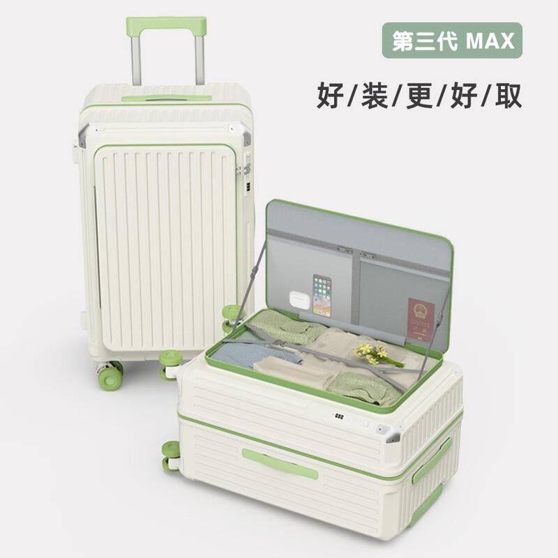 Power Compartment Suitcase with Side Opening, Expandable Deep Compartment, Front Opening, Large Capacity Trolley Case, Universal Wheels, Password Lock