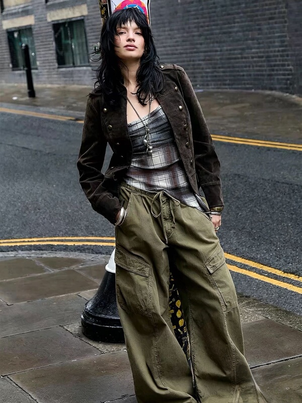Uo Urban Outfitters American Bdg Retro Military Style Stand-Up Collar Slim Cotton Jacket