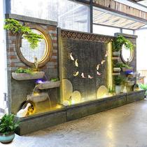 Large pastoral flowing water screen entrance water curtain wall fountain circulating water landscape rockery floor-standing ornaments company gifts