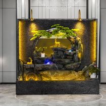 Large water curtain wall flowing water fountain screen partition hotel front desk decoration fortune feng shui wheel courtyard floor-standing ornaments