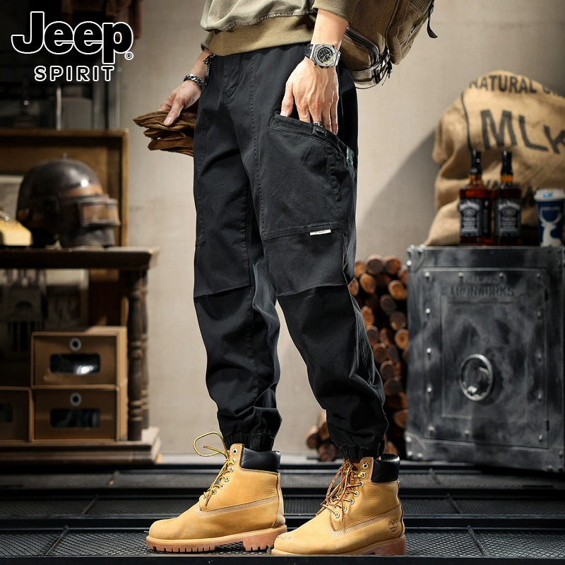 Jeep American-Style Work Pants for Men 2026 Spring/Summer New Trendy Brand Loose Jogger Multi-Pocket Black Casual Pants