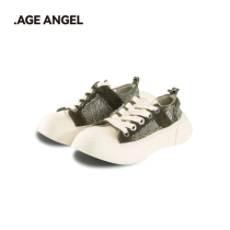 (ANGEL TRUE) ÂGE ANGEL MEMENTO GREEN CROOKED HEAD LOW Thick Bottom Sails Cloth Shoes