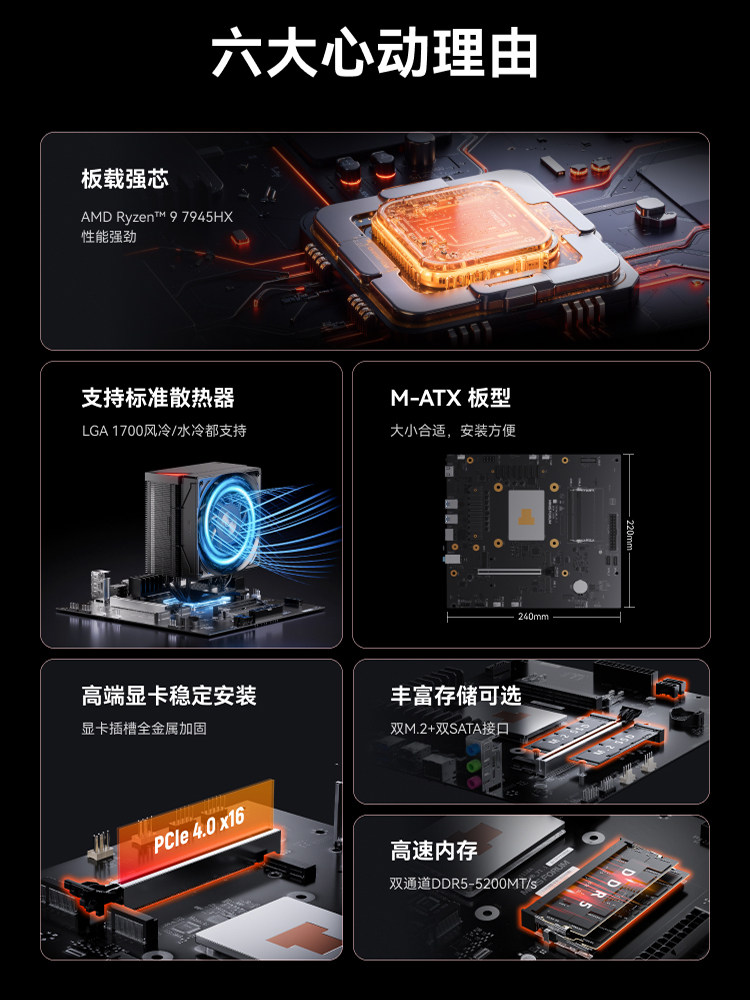 Mingfan Bd795M/895I Se Ryzen R9-7945Hx/8945Hx M-Atx Computer Motherboard Cpu Set