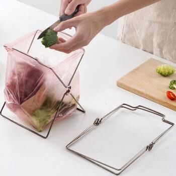 Kitchen rag garbage sorting countertop stainless steel desktop storage bracket garbage rack multi-function foldable rack