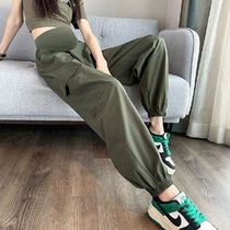 Summer Thin Cool Workwear Pants for Maternity Elastic Waist