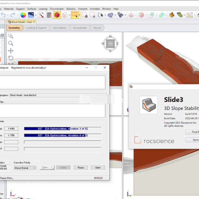 Rocscience Slide3 V3.018 3D Slope Stability Analysis Software, One Machine, One Code