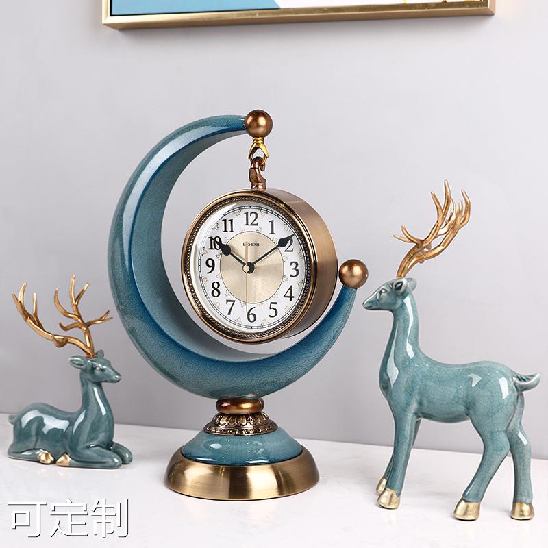 0FE9 Watch Light Extravagant Placing Seat Clock Living Room Fashion Clock Desktop Pendulum Clock Desktop Pendulum ATMOSPHERIC HOME DESK-Taobao