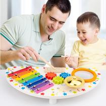 Wooden infants and young childrens eight-note hand-knocking xylophone babys percussion and drum music music enlightenment toy