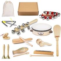 Montessori childrens early education teaching aids Orff wooden craft percussion instrument toddler sand hammer triangle 10-piece set