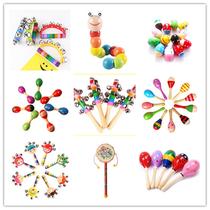 Baby exercise hand-held musical instrument toy Orff wooden cartoon shaker shaker training hearing rattle