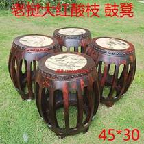High-end mahogany drum stool Cochin Dalbergia Chinese-style small round stool Laos rosewood drum pier coffee table stool solid wood low stool