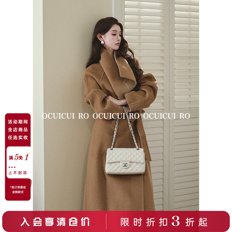 Circlemoon【Double-Sided Sycamore】Camel Wool Double-Sided Woolen Coat for Women, Long Style, High-End Woolen Jacket