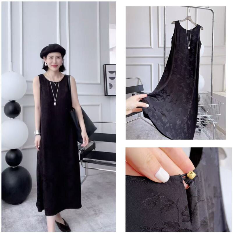 Meipei【Paper Skirt】Rayon Jacquard Minimalist Wide Version Simple Style Slimming Jacquard Dress 24011157