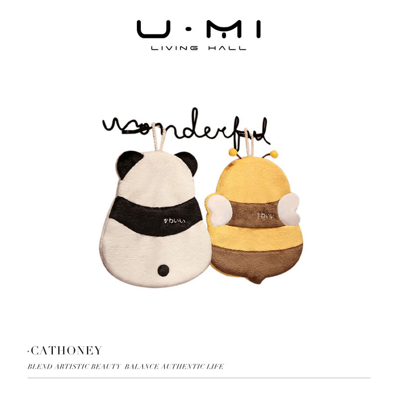 U Mi Living · Cat Honey |   Absorbent, Lint-Free Bathroom Hand Towel, Hanging Type, Panda Bee Design.