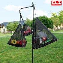 Outdoor triangle drying net foldable storage net camping hanging net storage basket PVC hanging net bag