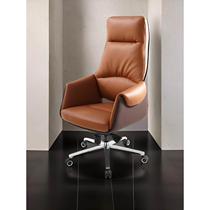 Light Lavish Genuine Leather Boss Chair Large Class Chair Office Chair Home Chair Swivel Chair Computer Chair For A Long Time Comfortable Backrest Chair