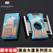 HEMINGWAY Hemingway cigar scissors and lighter all-in-one set tool V-shaped scissors three-piece set high-end accessories