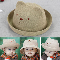Bear shaped hat classic and cute childrens basin hat summer sunshade and sun protection baby straw hat MZ0384