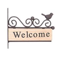 Welcome Sign Board Iron Art Wooden Hanging Pendant Rural