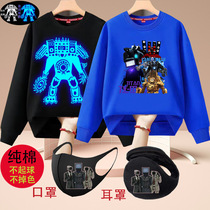 Toilet Man Pure Cotton Sweatshirt for Big Children Titan Monitor Man Boys Wear Sweatshirt Audio TV Man Childrens Long Sleeve