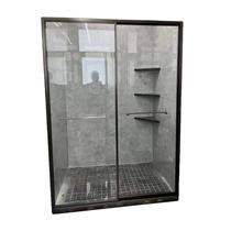 Manufacturers all-inclusive frame straight-line shower room partition bathroom bathroom stainless steel extremely narrow double sliding door with buffer