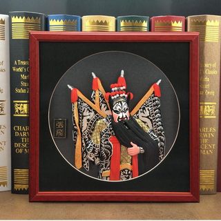 Oriental crafts peking opera facial makeup pendant drama character ornaments square solid wood glass photo frame as a gift for foreigners