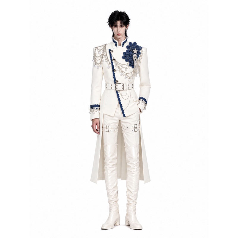 Yan Cai [Lan Jing] Wide-Shouldered, Narrow-Waisted, Long-Sleeved Suit for Banquets and Performances, Fitted Waist, Banquet Group Performance Suit, Formal Suit