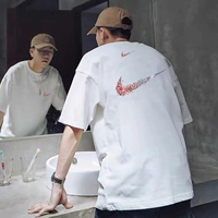 Летняя хлопковая белая футболка для отдыха, короткий рукав, в американском стиле