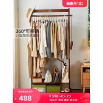 Solid wood floor-standing wardrobe home bedroom clothes hanger removable simple hat bag scarf storage rack