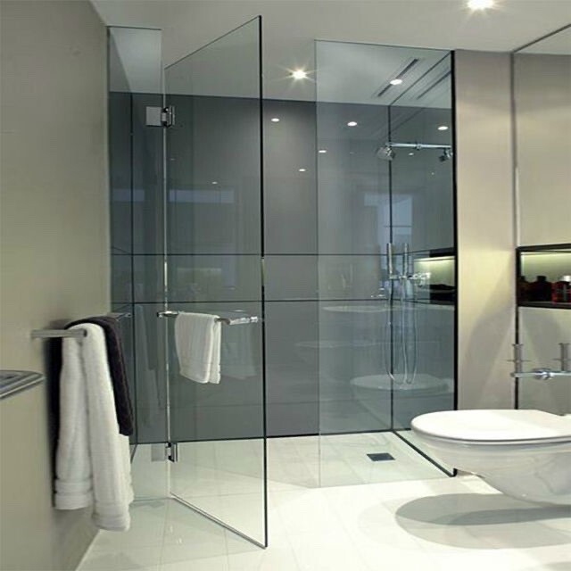 Bathroom Frameless Straight-Line Glass Door with Dry and Wet Separation, Recessed Barrier-Free Shower Partition, Shower Room