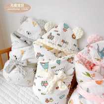 Gauze baby quilt newborn quilt spring autumn and winter newborn bag single baby supplies wrap quilt thickened version