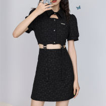 2024 Retro Skirt Womens Spring and Summer Hot Girl Suit Small Print Top and High Waist Skirt Two-piece Set