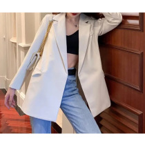 Spring and Autumn 2024 new internet celebrity chic blazer womens Korean style loose lace-up waist suit top trendy