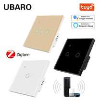 Zigbee Tuya smart switch APP remote timing tempered glass panel smart voice switch zero fire version