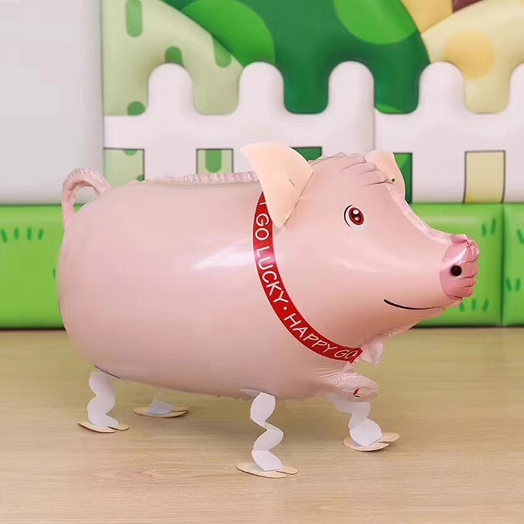 Walking Pig Pet Aluminum Film Balloon Campus Graduation Photo Check-In Props Baby's 100Th Birthday Party Decoration