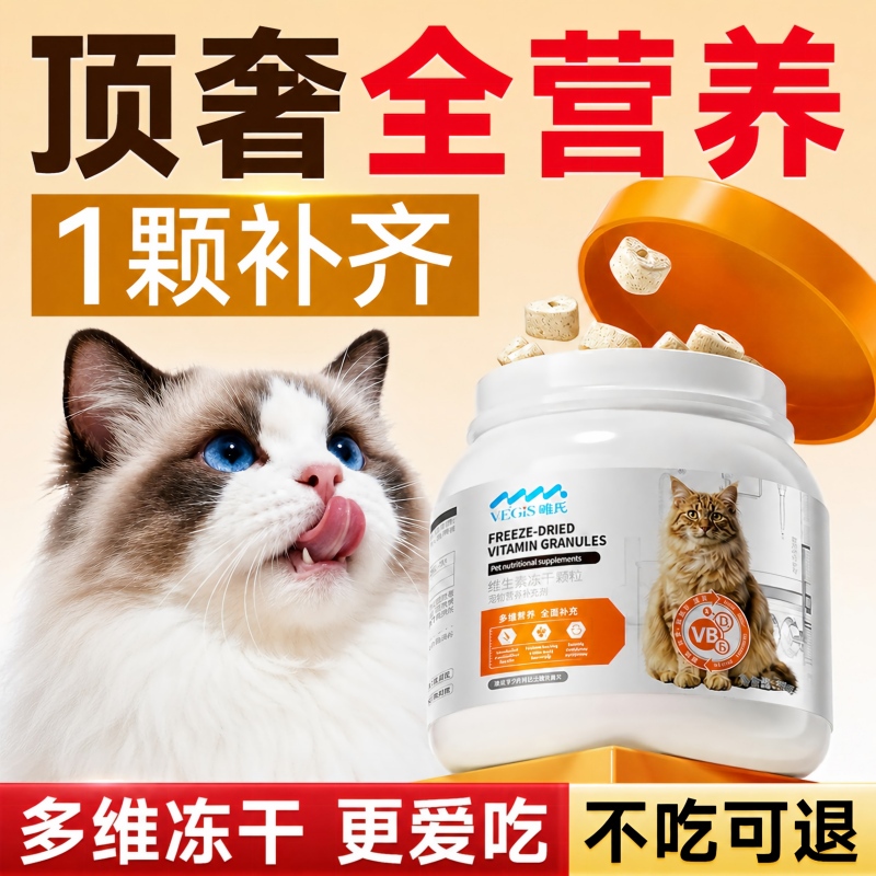 Pet Multi-Vitamin B Complex Freeze-Dried Snacks to Prevent Shedding, Tear Stains, and Pica, with Trace Elements, Specifically for Cats Pet Multi-Vitamin B Complex Freeze-Dried Snacks to Prevent Shedding, Tear Stains, and Pica, with Trace Elements, Specifically for Cats