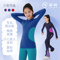 Figure skating training clothes for children yoga gymnastics round neck long-sleeved T-shirts contrasting colors for women adults new products four seasons